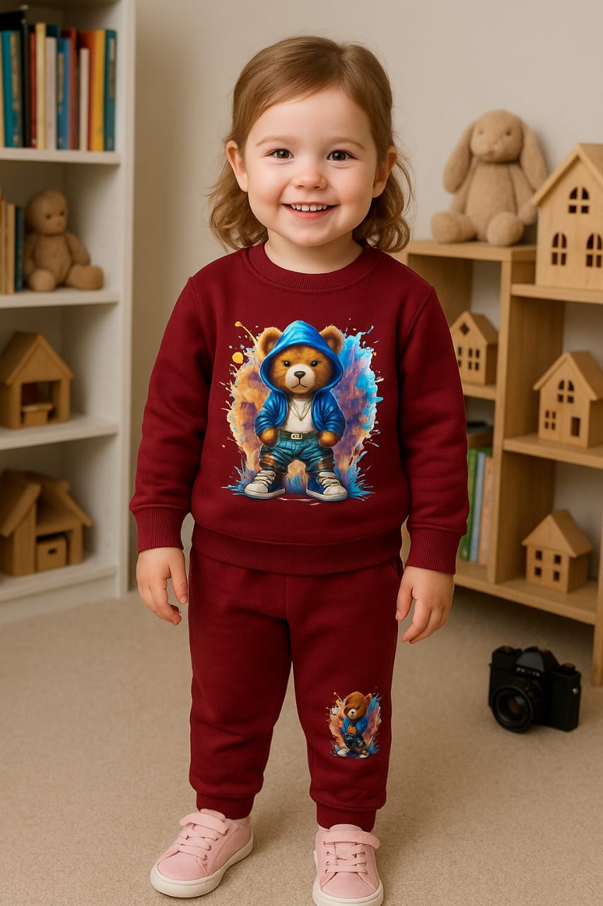 Colorful Teddy printed pajama set for girls RGGS6