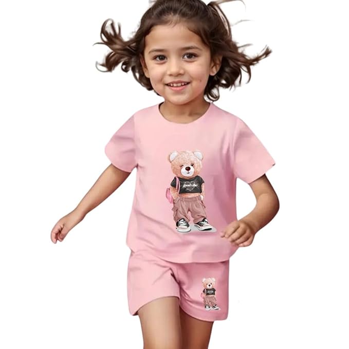 Teddy Bear Graphic Tee & Shorts Set for girls RGSGS4