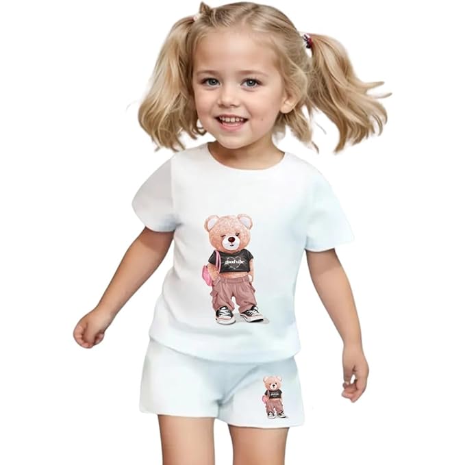 Teddy Bear Graphic Tee & Shorts Set for girls RGSGS4