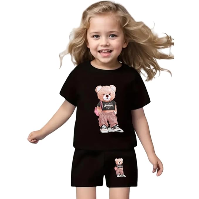Teddy Bear Graphic Tee & Shorts Set for girls RGSGS4