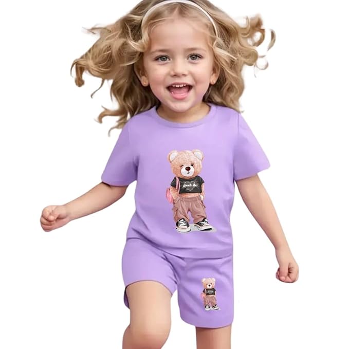 Teddy Bear Graphic Tee & Shorts Set for girls RGSGS4