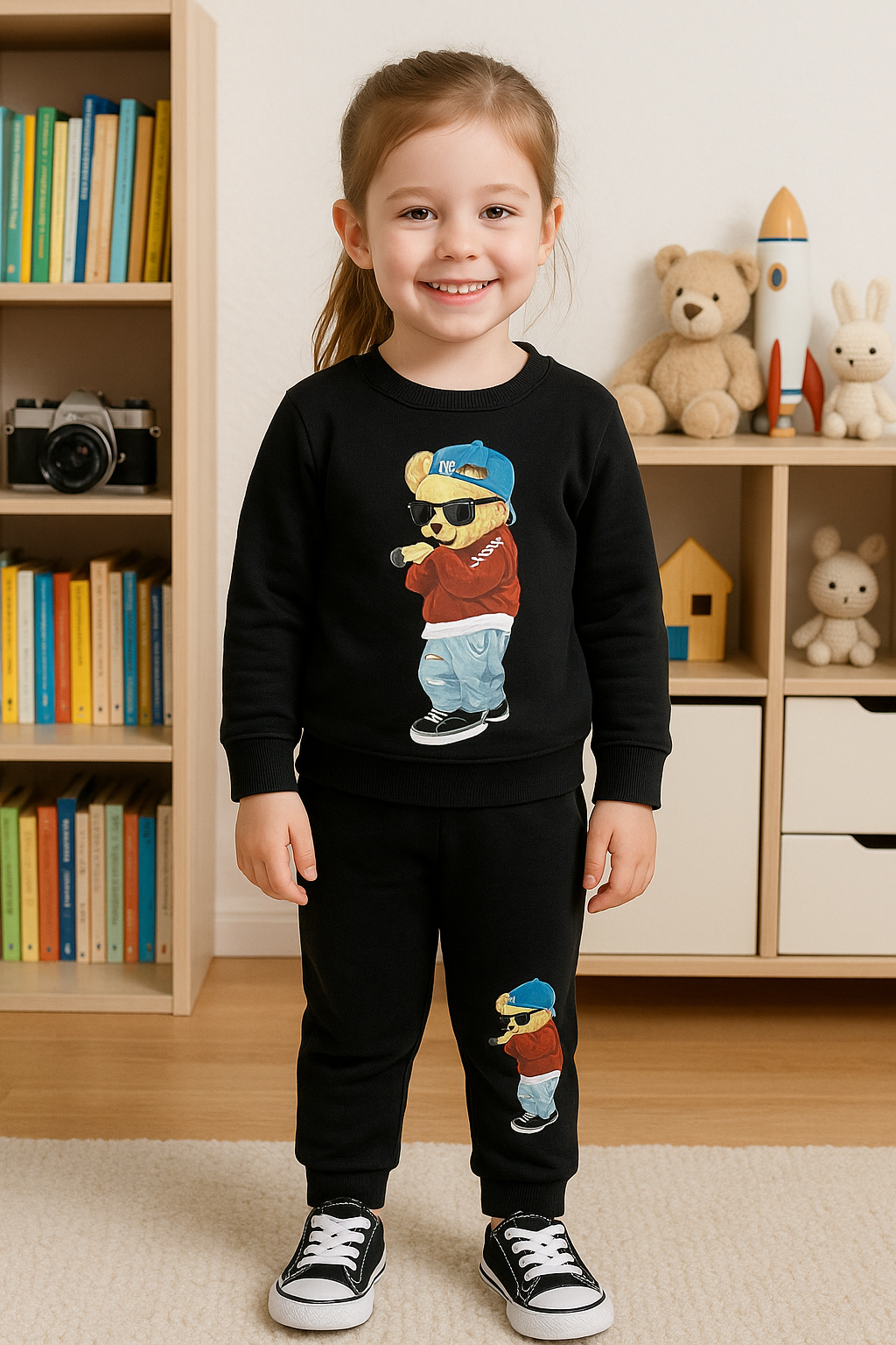 Trendy Teddy Bear Print pajama Set for girls RGGS8