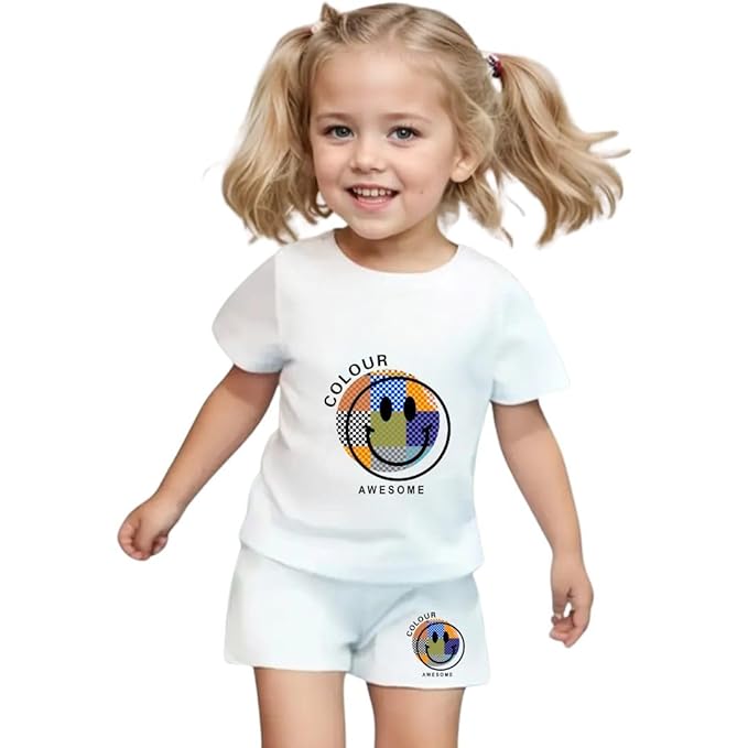 Emoji printed Tee and Shorts set for girls RGSGS6