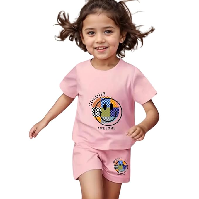 Emoji printed Tee and Shorts set for girls RGSGS6