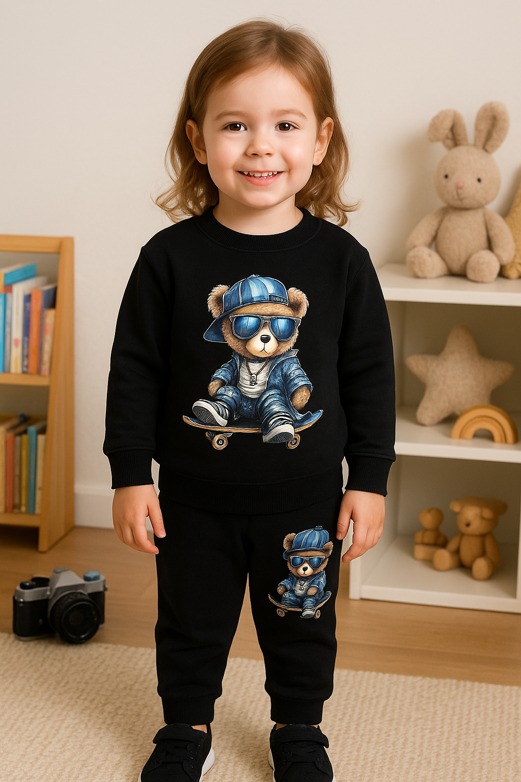 Teddy Bear Printed Cotton pajama Set for Girls RGGS12