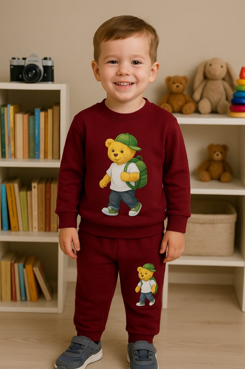 Full sleeve Teddy printed pajama set for boys BS13