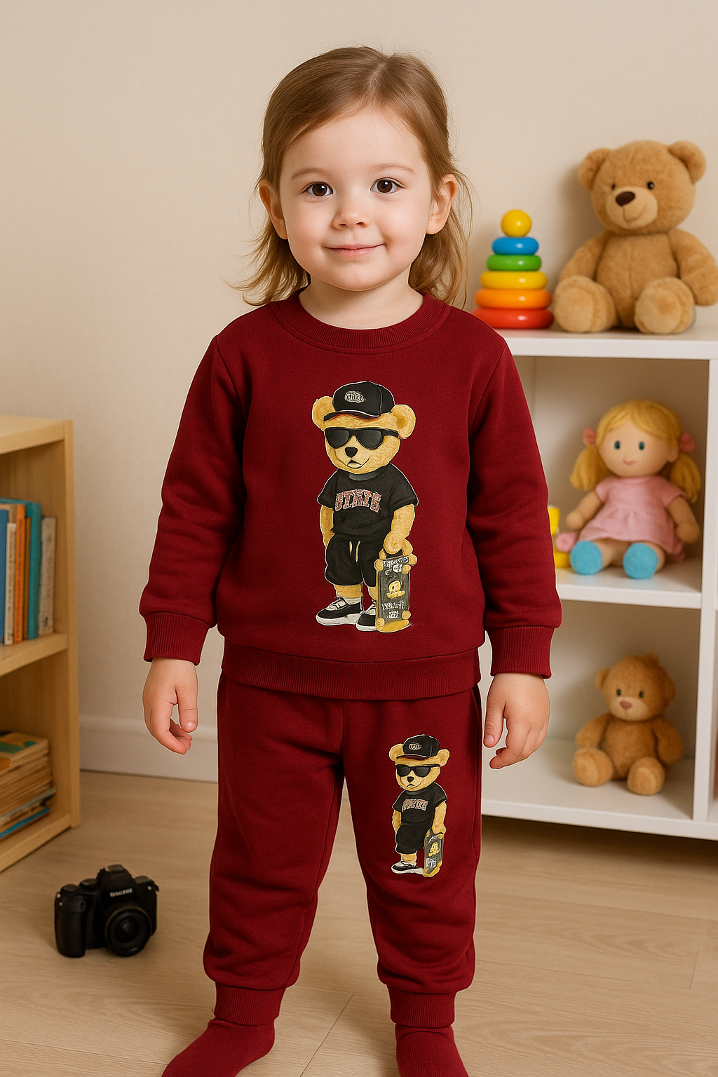 Soft Girls Pajamas with Cute Bear Design RGGS3