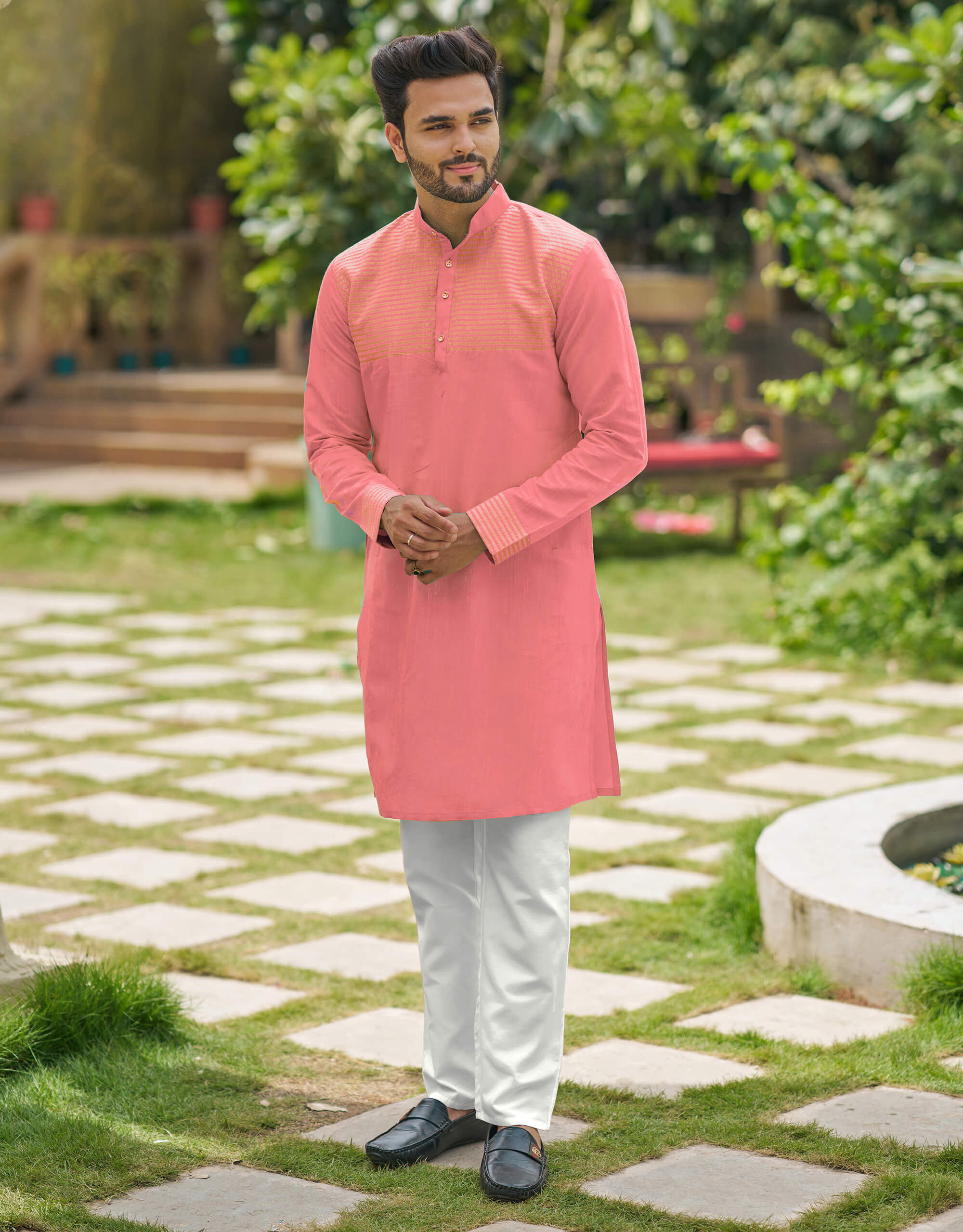 Aishwaria Pink Couple Dress Silk Saree & Kurta