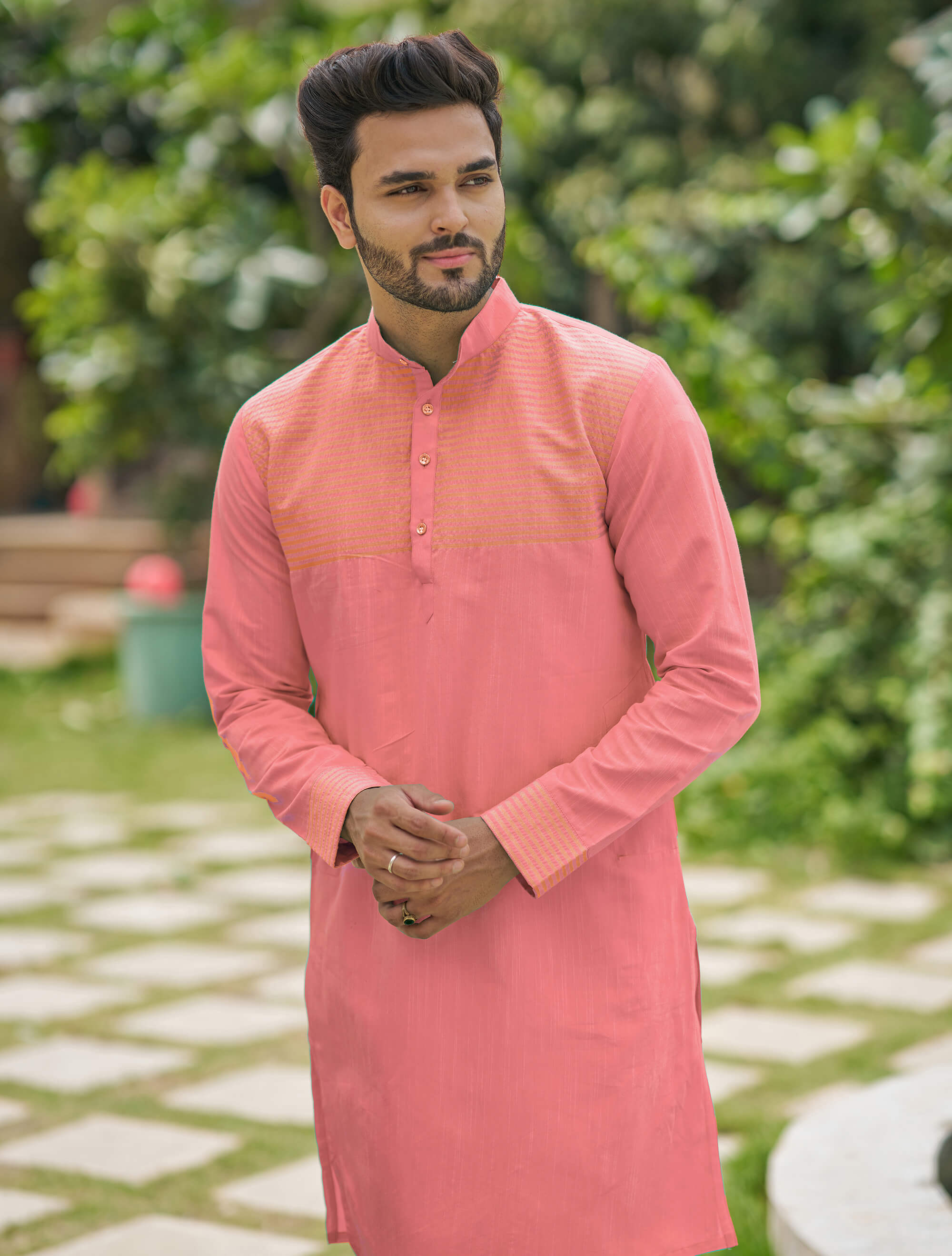 Aishwaria Pink Couple Dress Silk Saree & Kurta