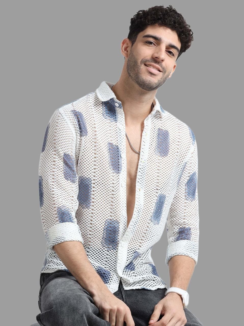 SUPERB IMPORTED PURE KINET FABRIC PRINTED FULL SLEEVE SHIRT - Tareefa