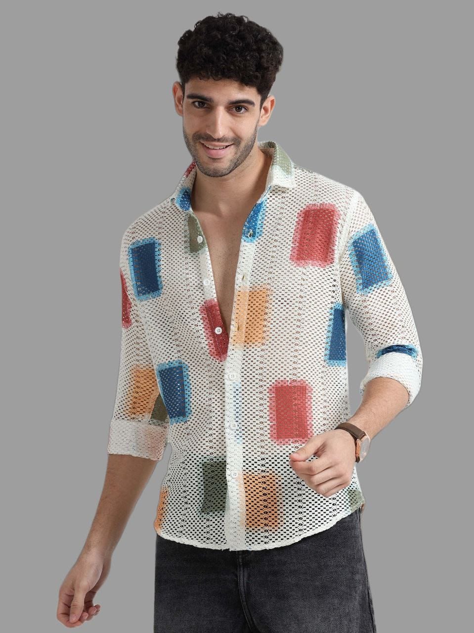 SUPERB IMPORTED PURE KINET FABRIC PRINTED FULL SLEEVE SHIRT - Tareefa
