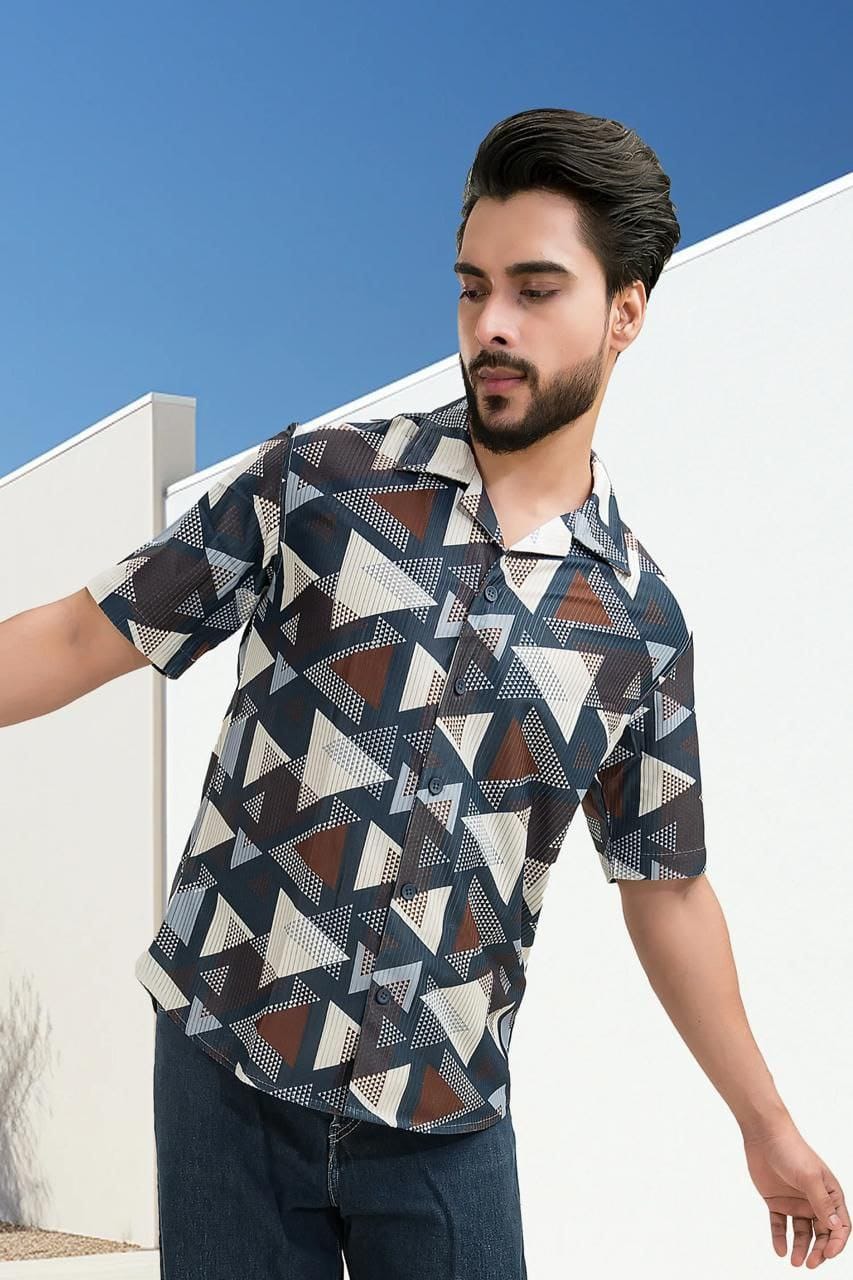 MEN'S EXCLUSIVE  COTTAN FABRIC PRINTED HALF SLEEVE SHIRT By Tareefa