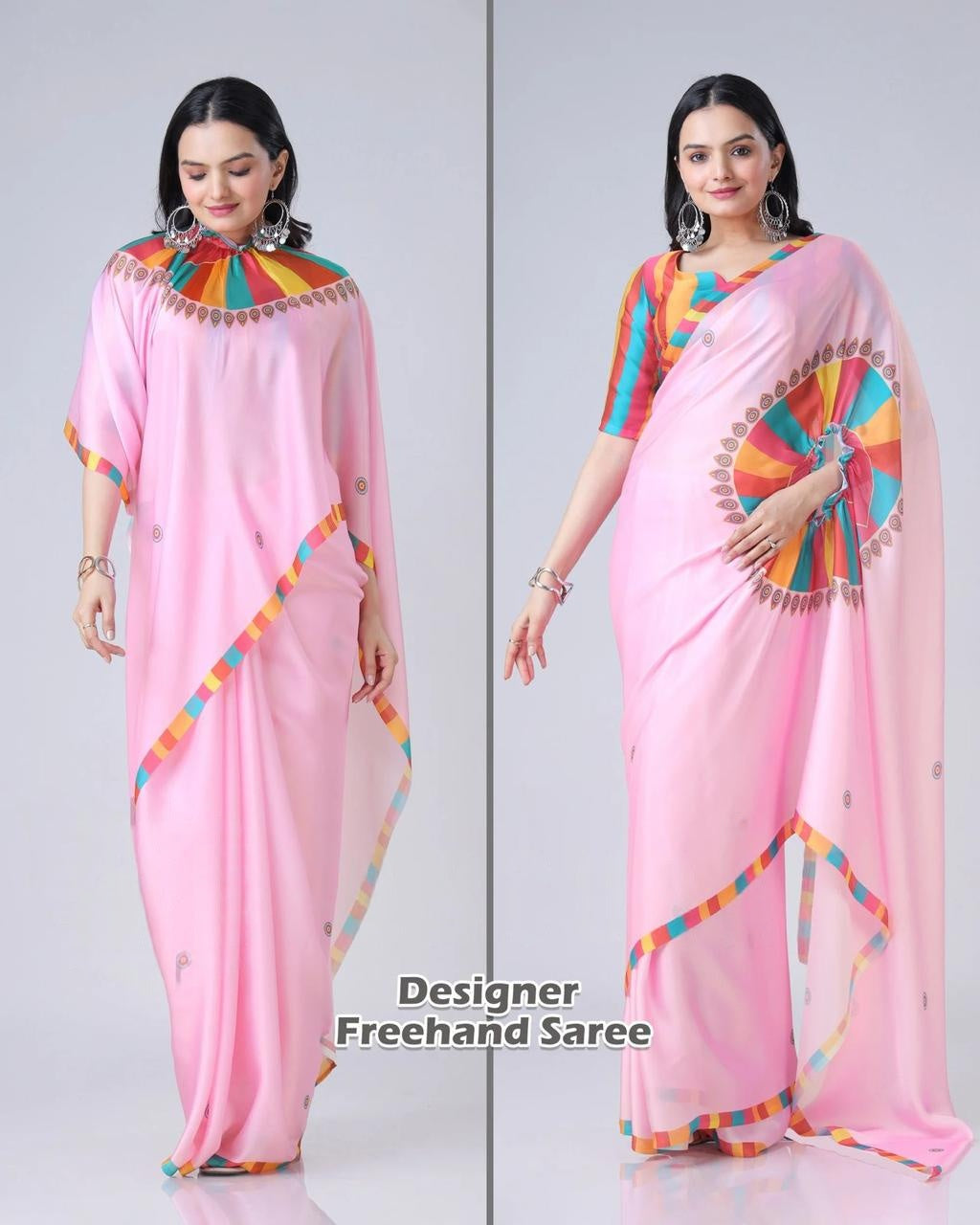 Designer Free hand crepe silk saree- TAREEFA