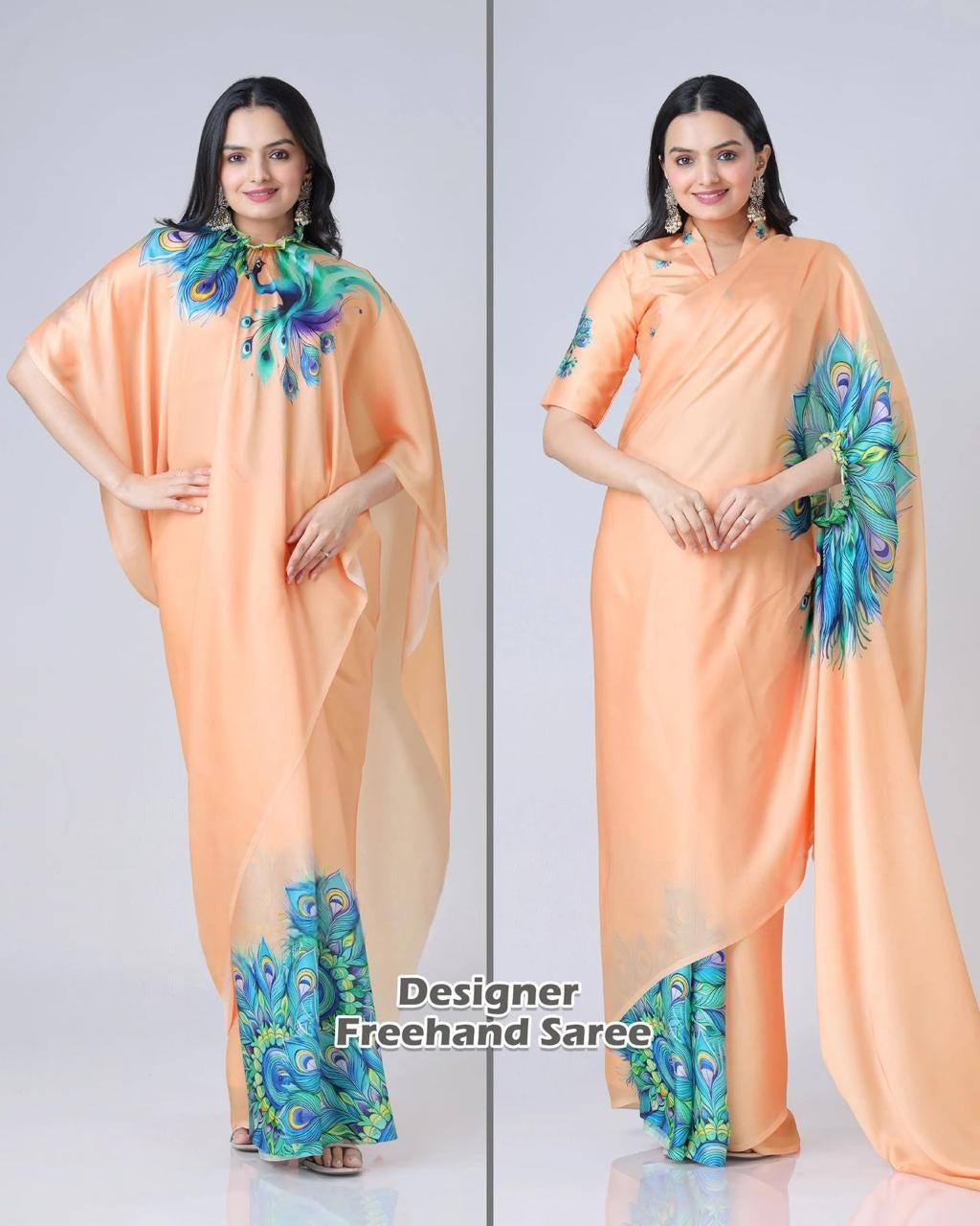 Designer Free hand crepe silk saree- TAREEFA