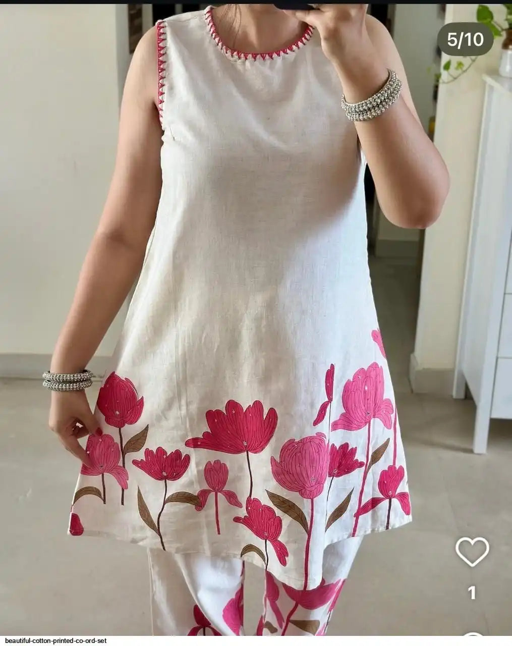 Color Pop on White – Printed Sleeve Co-Ord Ensemble by Tareefa WT05