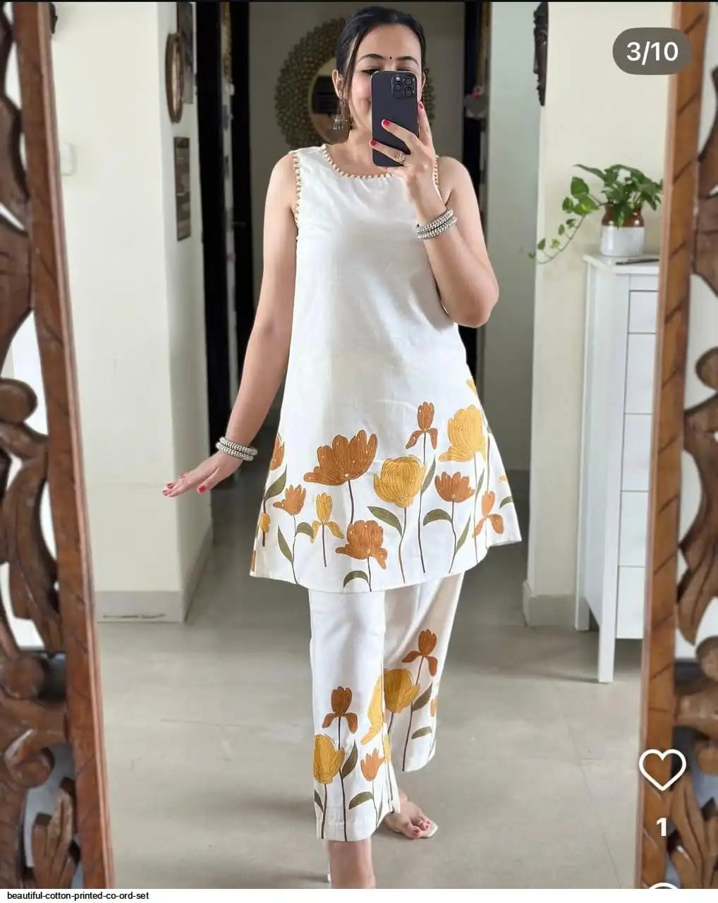 Color Pop on White – Printed Sleeve Co-Ord Ensemble by Tareefa WT05