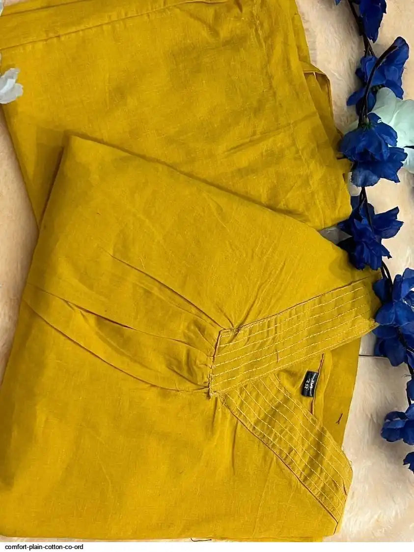 Yellow Vogue Ensemble V-neck co-ord set by Tareefa WT04