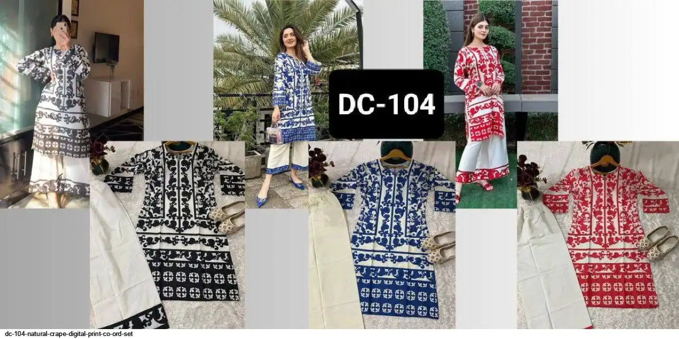 Elegance White Co-Ord Set with Artistic Prints by Tareefa DC104